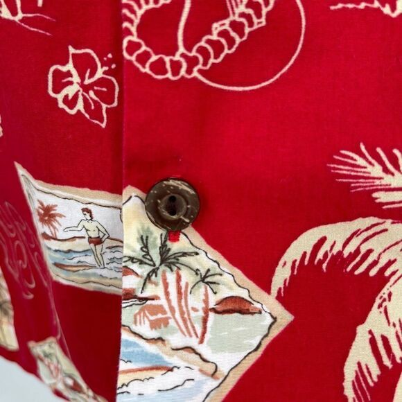 Hilo Haiti Red The Hawaiian Original Short Sleeve Button-Up Shirt Size Medium - Picture 4 of 7